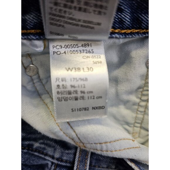 Levis 505 Jeans Mens 38x30 Blue Med Wash Denim Regular Fit Straight Leg Classic - Picture 10 of 10